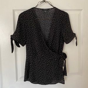Atmosphere Black Polka Dot Wrap Tie Blouse
